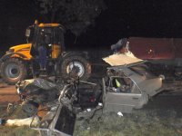 Čelní střet škodovky s traktorem - Pravčice, Němčice