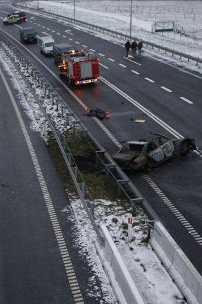 Nehoda BMW na polské dálnici