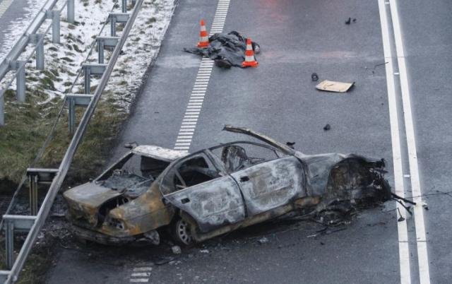 Nehoda BMW na polské dálnici