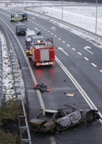 Nehoda BMW na polské dálnici