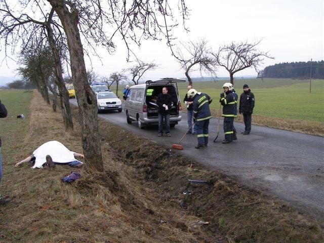 Muže označujícího dopravní nehodu smetlo auto - Horní Lukavice, Chlumčany