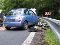 Střet s osobním vozidlem nepřežil motorkář - Bečov, Mariánské Lázně