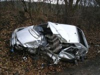 Střet plně naloženého kamionu a škodovky - Boskovice, Knínice