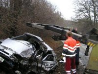 Střet plně naloženého kamionu a škodovky - Boskovice, Knínice