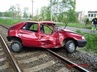 Nehoda škodovky a lokálky na železničním přejezdu ve Šluknově - Šluknov