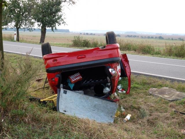 Řidička narazila do stromu, pak se dala na útěk - Jeneč