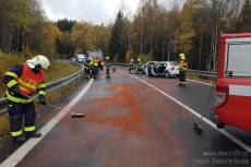 Nehoda na Klatovsku, při které se zranili tři lidé a jeden člověk zemřel. - Železná Ruda