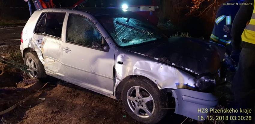 Auto skončilo na střeše v potoce, zemřeli tři mladí lidé - Kout