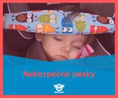 Pozor, pásky na upevnění hlavy dítěte v autosedačce mohou způsobit vážné zranění